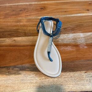 Guess Denim Blue Sandals with Rhinestone Accent Size 8